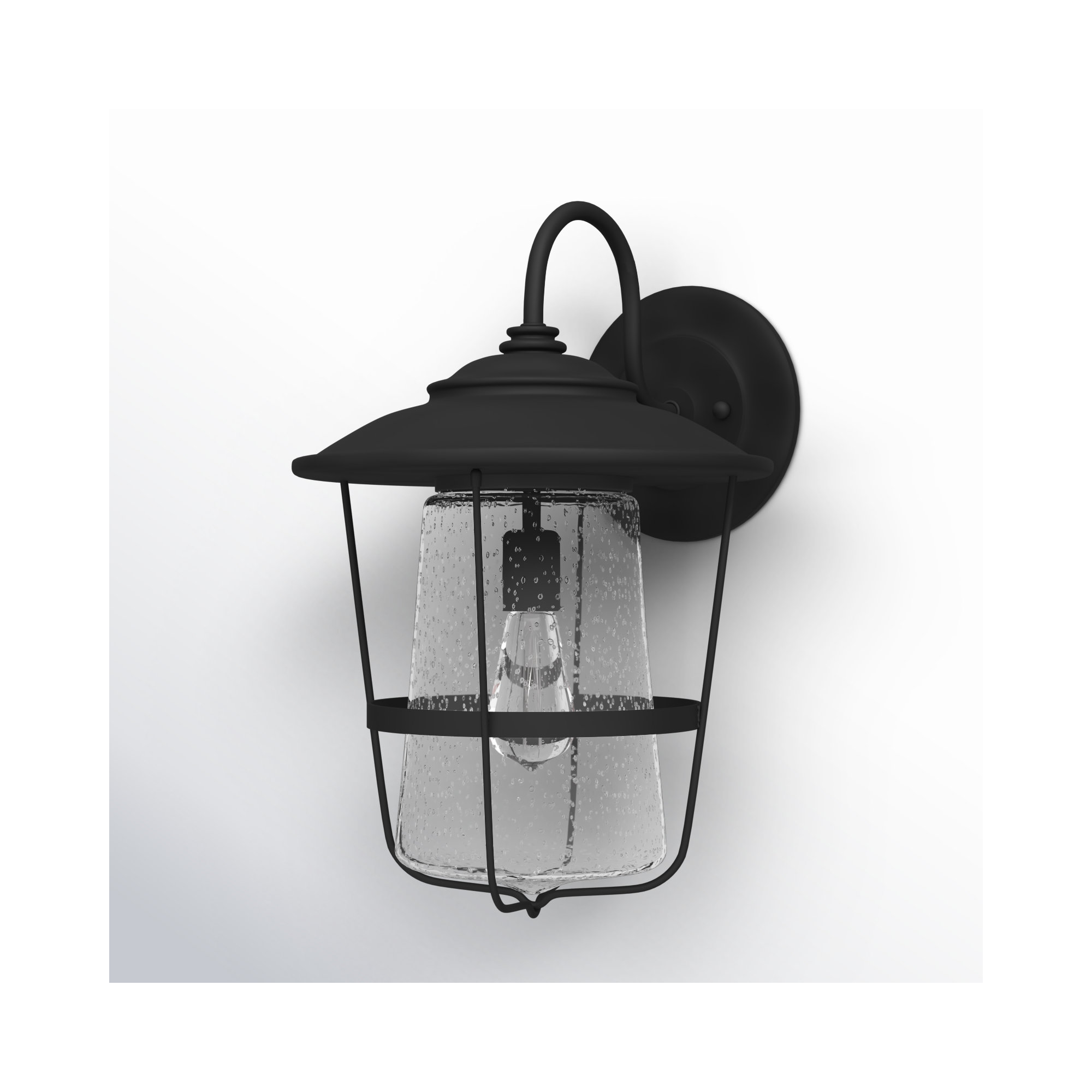 Single Light Empire Outdoor Wall Light, 13"W X 18.5"H X 14.5"D, Black