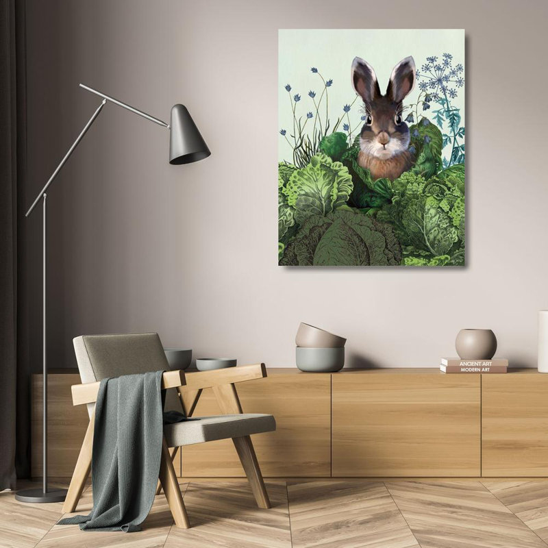 Ophelia & Co. Fab Funky, reproduction d'art sur toile tendue: Cabbage Patch Rabbit 4, H 24 po x l 20 po