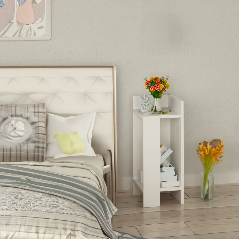 Table de chevet Kaline en gris, Blanc