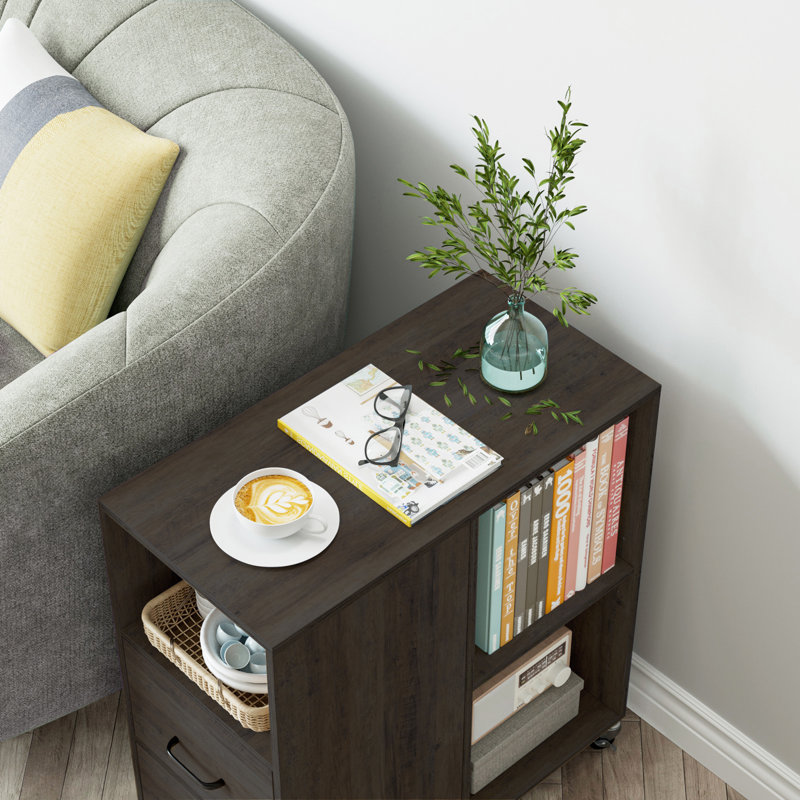 Bolebroke Side Table with Storage and Wheels, Living Room End Table
