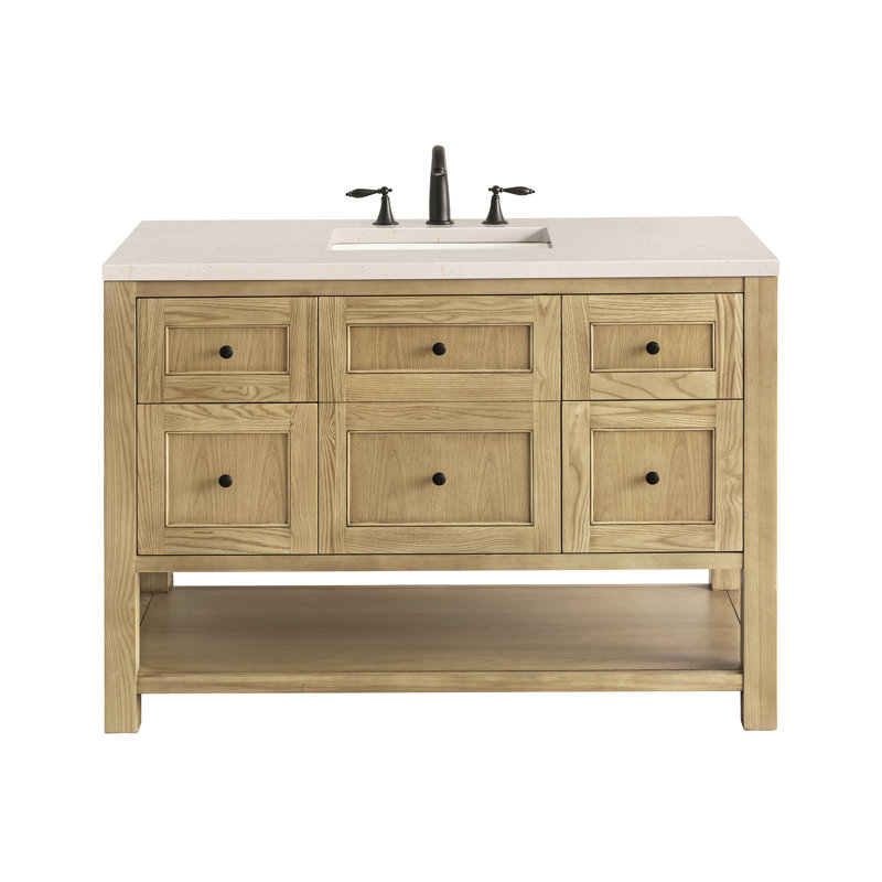 Breckenridge 48'' W Single Vanity, White Zeus, 8" Widespread, Light Natural Oak