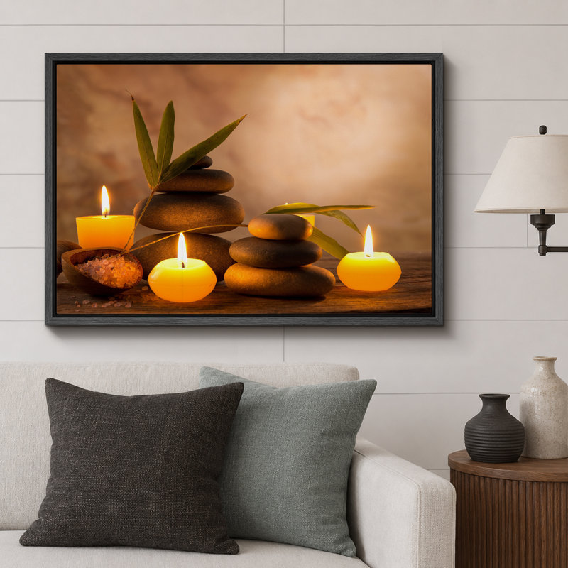 Pierres Zen - Décoration de salle de bain/buanderie relaxante et apaisante - Grand tableau sur toile - Impression d'art