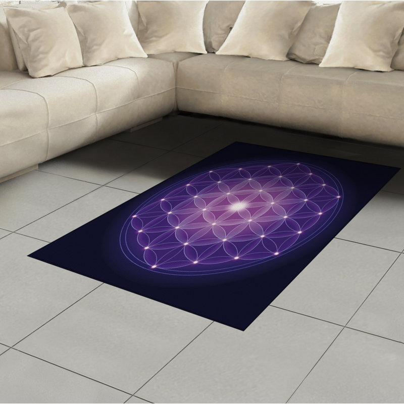 Dark Blue High Density Long Fiber Poly Threads Decorative Area Rug Carpet, Rectangle 4' x 5'8"