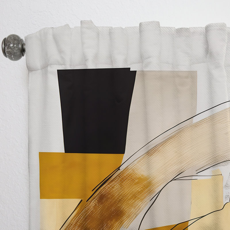 Glam Art Deco Abstract IV - Abstract Curtain - Velvet Room Darkening - 1 panel, 52" W x 95" L
