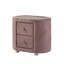 1pièce table de chevet rembourrée en velours rose avec deux tiroirs et pieds en métal chromé