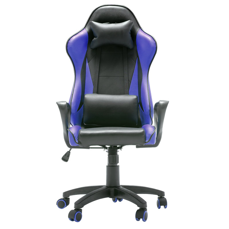 Inbox Zero Adjustable Swiveling PC & Racing Game Chair, Black/Blue