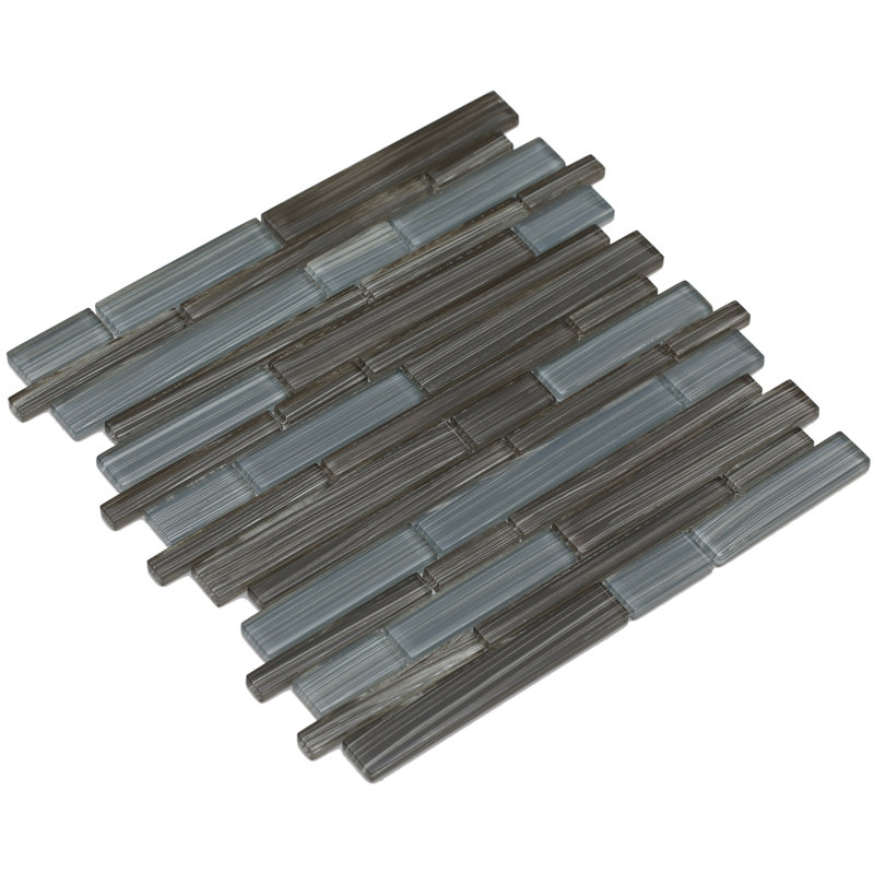 Mahi Random Sized Glass Linear Mosaic Wall & Floor Tile, Brown/Gray