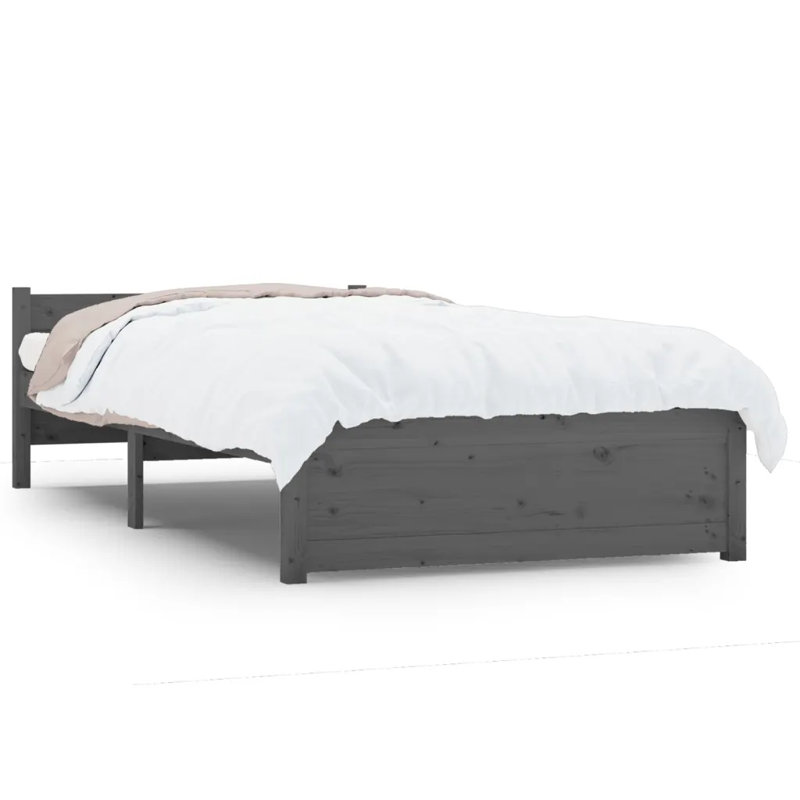 Bed Frame Solid Wood, European Single (90 x 200cm), Light Brown