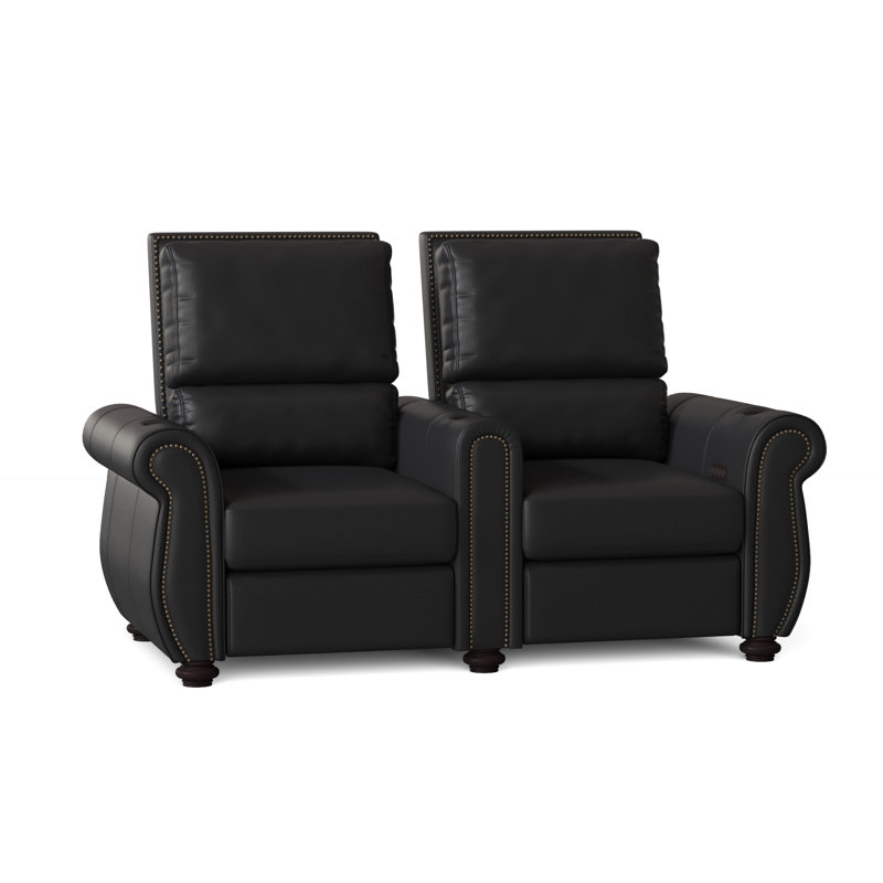 Stallion HR Series Upholstered Microfiber / Microsuede and Top Grain Leather Power Reclining Home Theater Seating with Cup Holder
