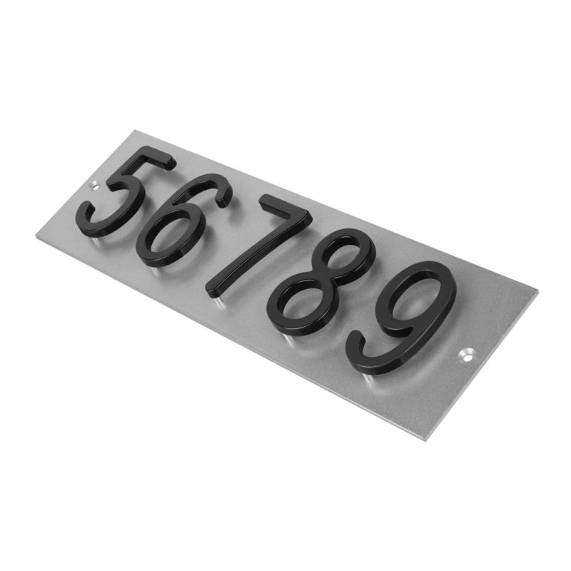 Plaque d'adresse horizontale Amgo Floating Modern, Noir, noir, noir, noir, Argent, Oui