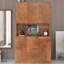 Armoire de cuisine de 71,8 po de hauteur pour chambre à coucher, noyer. 6 portes, 1 tablette et 1 tablette ouverte. Fiable, facile à nettoyer et à installer dans une chambre à 6 portes, 1 tiroir, une construction ouverte et stable-1222427046-1222427045