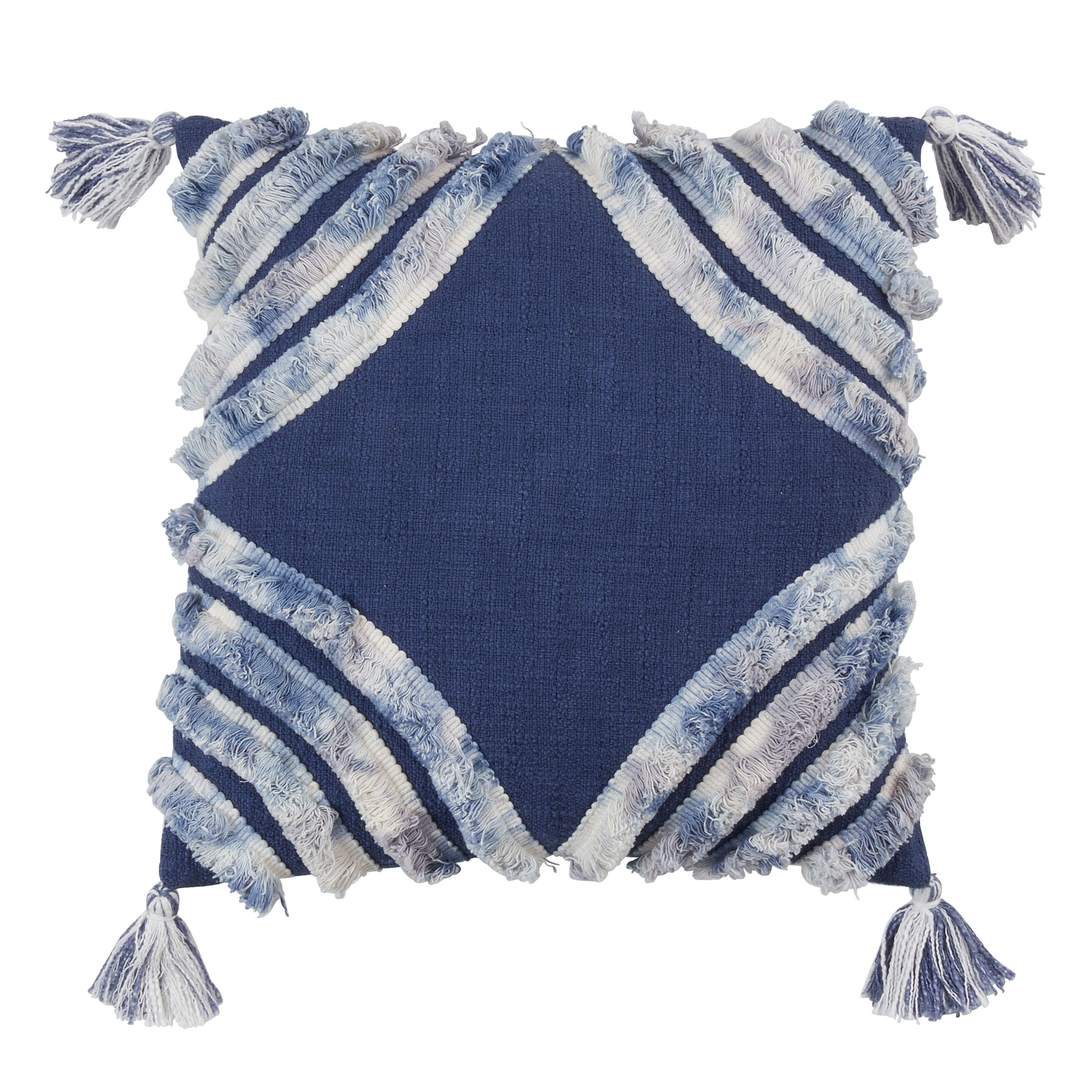 Brielle Home Soft Velvet Square Navy 18 in. x 18 in. Throw Pillow, Blue