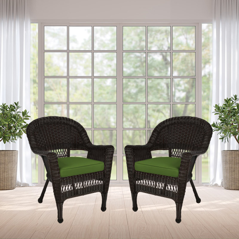 Chaise de patio avec coussins Burrowes, Miel, Vert chasseur