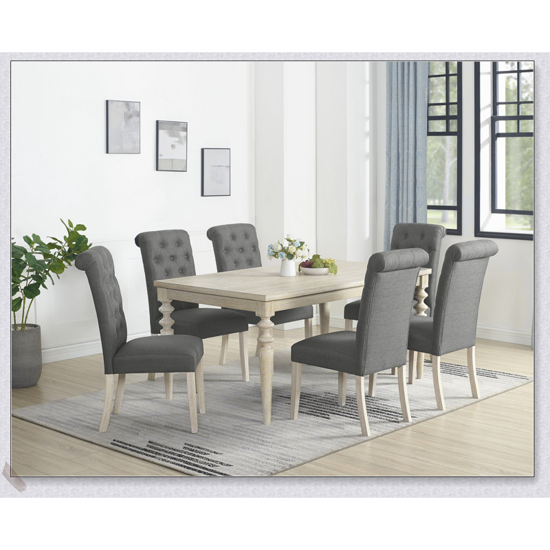 Ensemble de salle à manger Amonia, 7 pièces : table, 6 chaises, Gris foncé