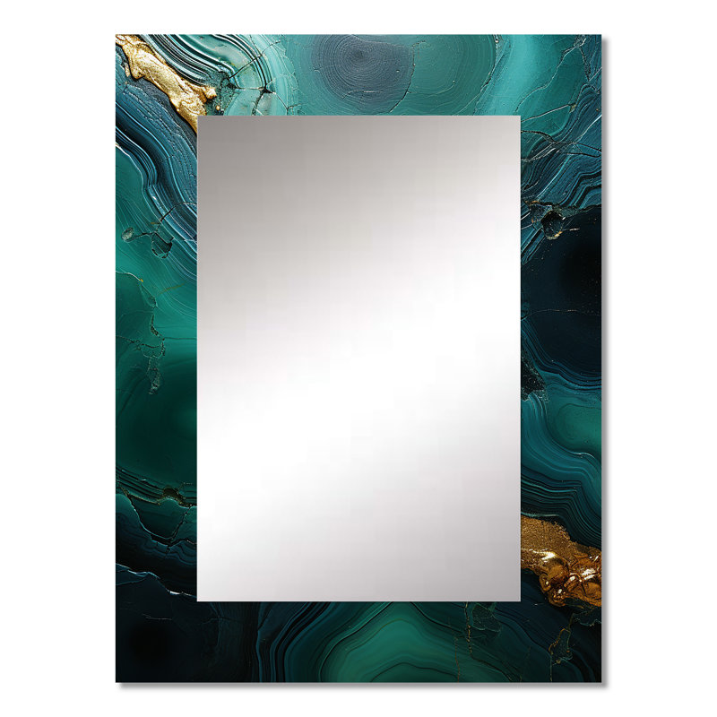Spiritual Stone Malachite Renewal - miroir décoratif en géode de pierre, miroir mural traditionnel, impression d'art en métal