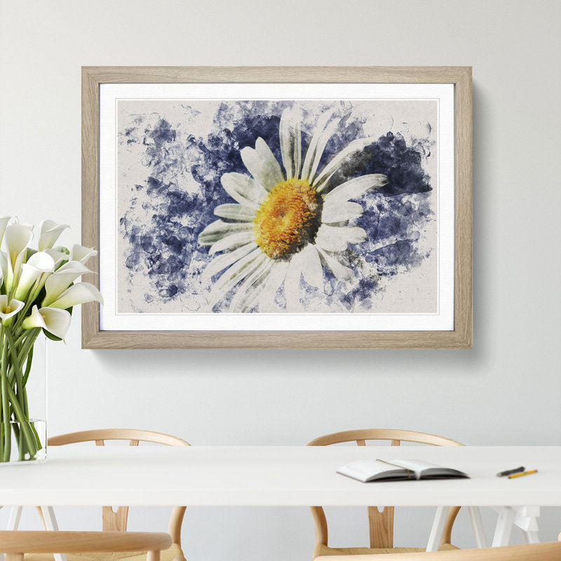 White Daisy Vol.5 - Picture Frame Graphic Art, 36cm H x 48cm W x 2cm D, Oak Framed