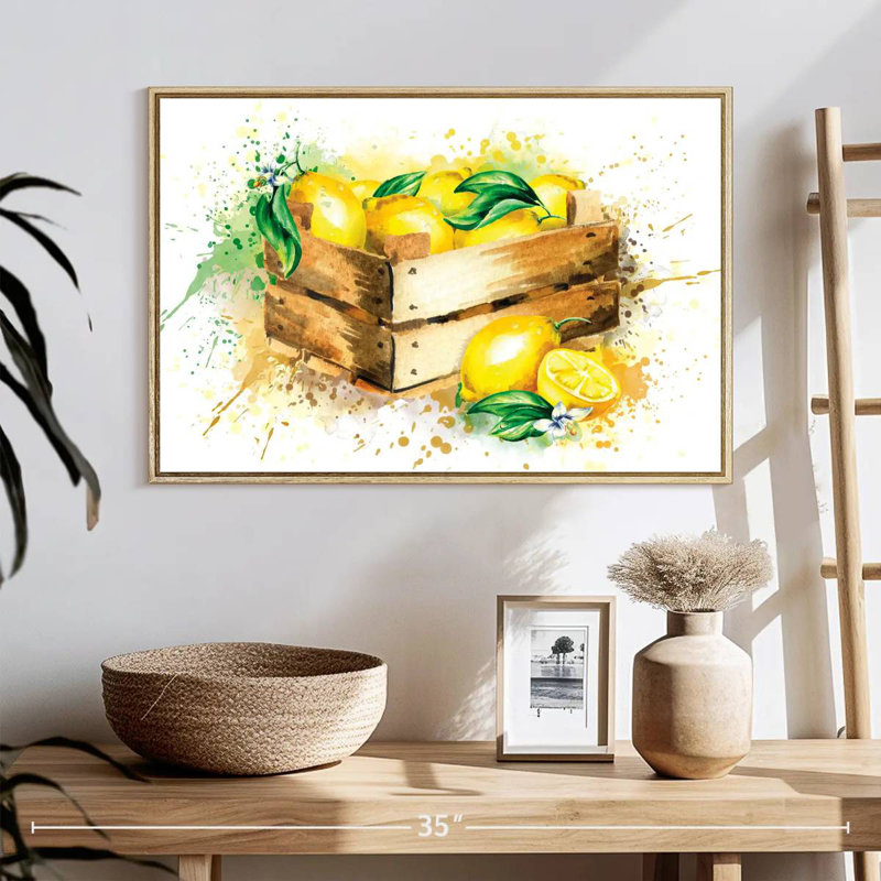 Récolte de citronnelle, Cadre flottant en bois naturel, 25 po x 17 po