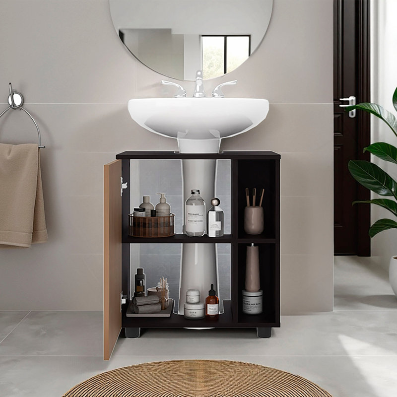 Armoire sur pied en wengé et chêne naturel à 1 porte