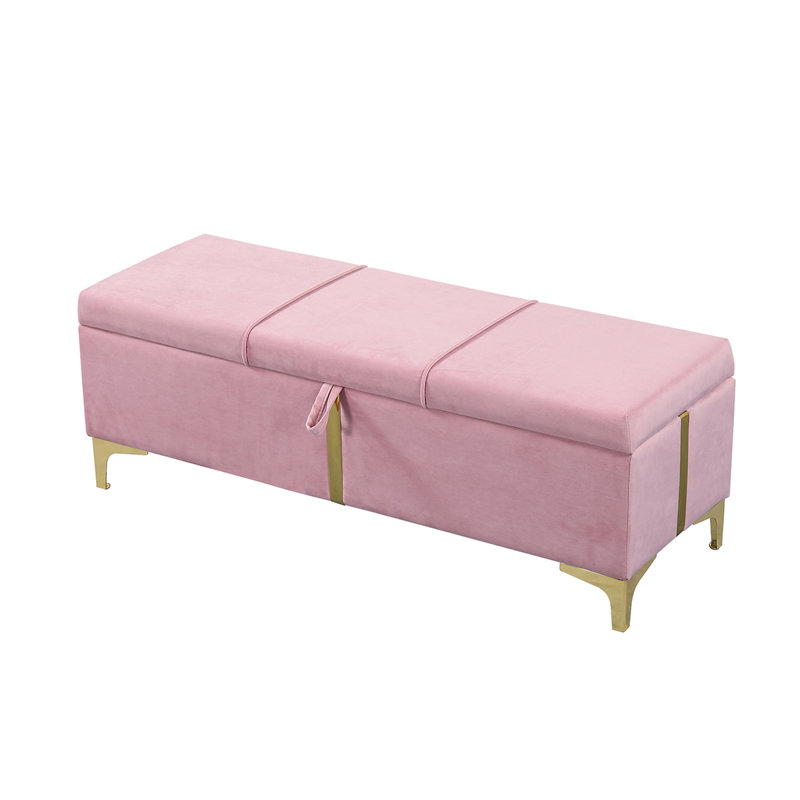 Zeger Upholstered Storage Bench, Pink
