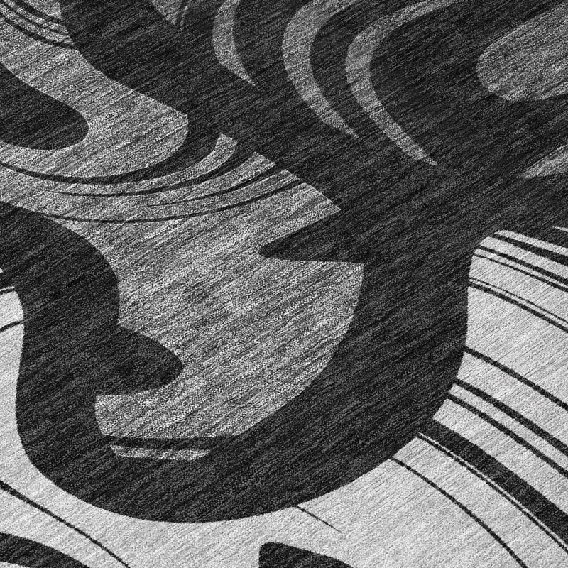 Machine Washable Indoor/Outdoor Chantille ACN2852 Abstract Rug, Black, 2'3" x 7'6" Runner