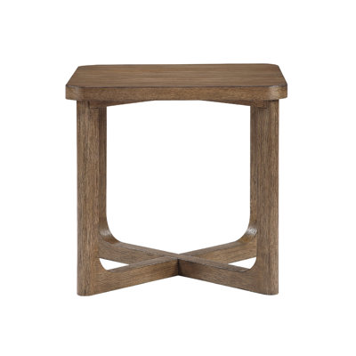 Bly Side End Table, 24 Inch Square Top, X-Base Design, Light Brown