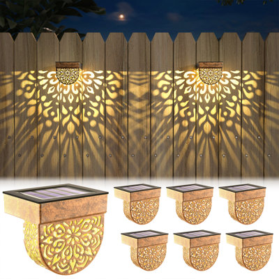 Mandala Solar Fence Lights Outdoor Solar Step Wall Lights Garden Decor(pack of 6)
