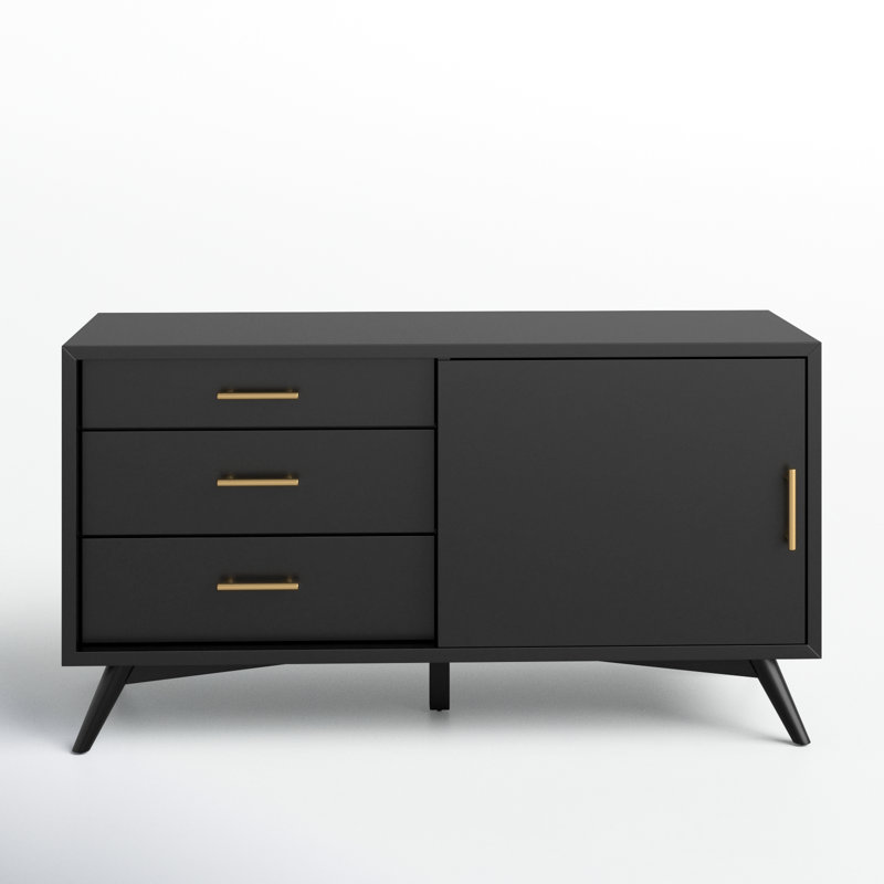 Williams 50" W 3-Drawer TV Stand with Adjustable Shelves , Black