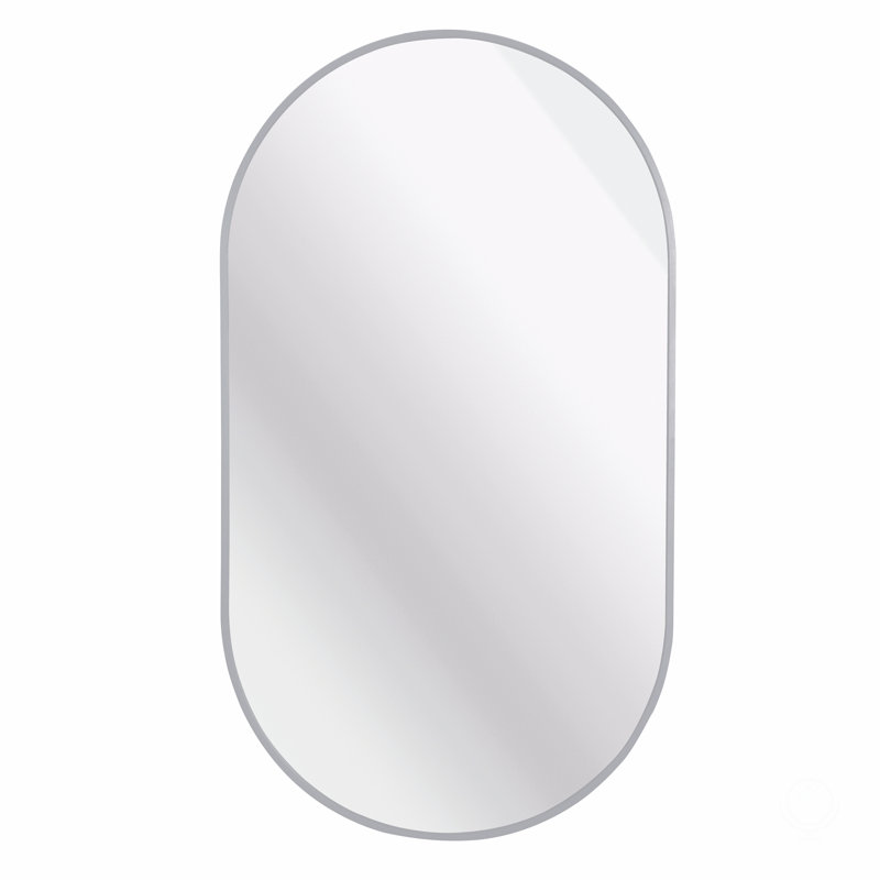 Miroir ovale en métal, Argent argent, 33 po x 20 po