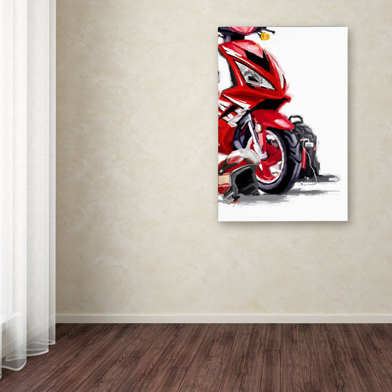 « red scooter », reproduction sur toile tendue, H 19 po x l 12 po x P 2 po