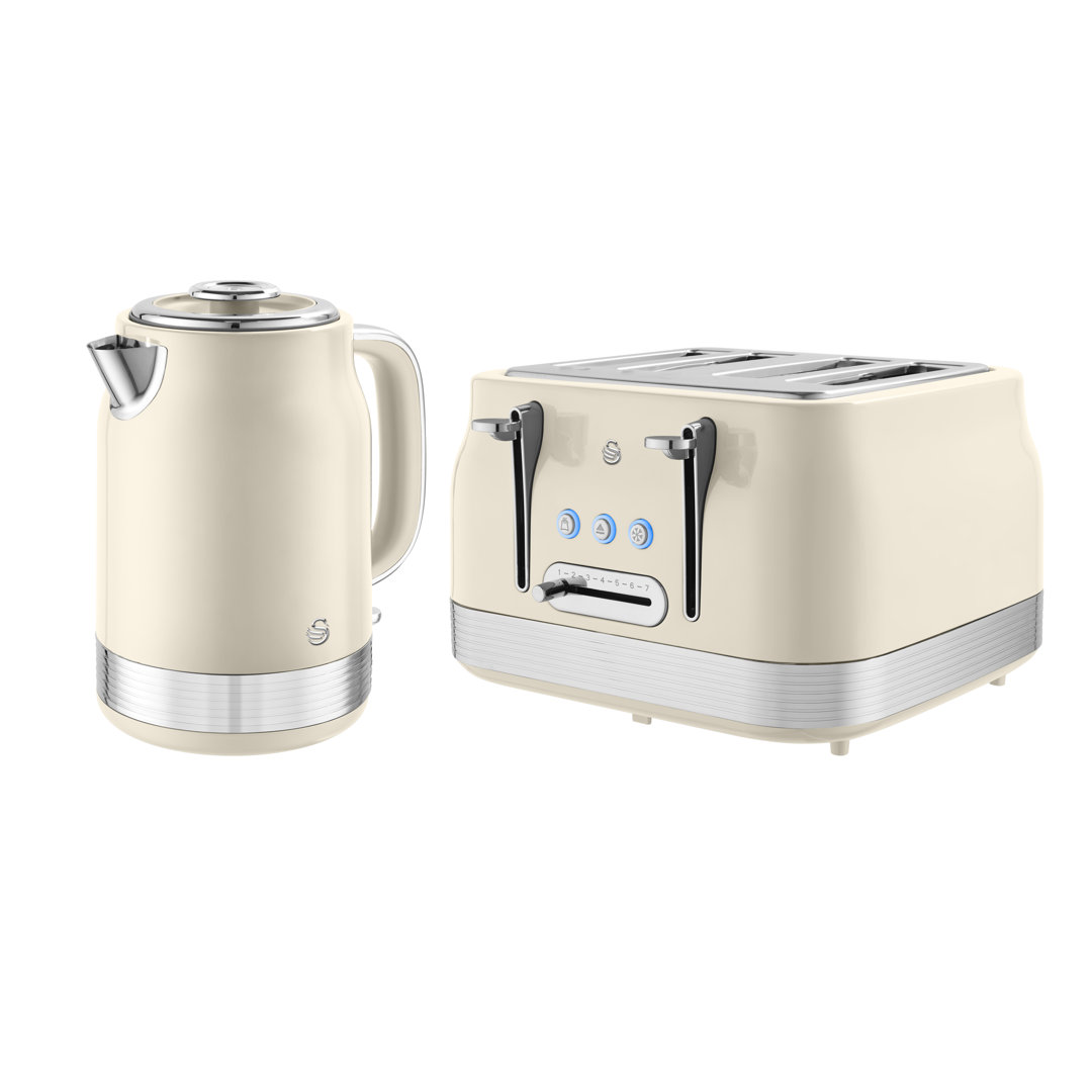 Swan Chantilly Cream Retro Collection 1.7L Jug Kettle & 4 Slice Toaster Bundle - Image 6