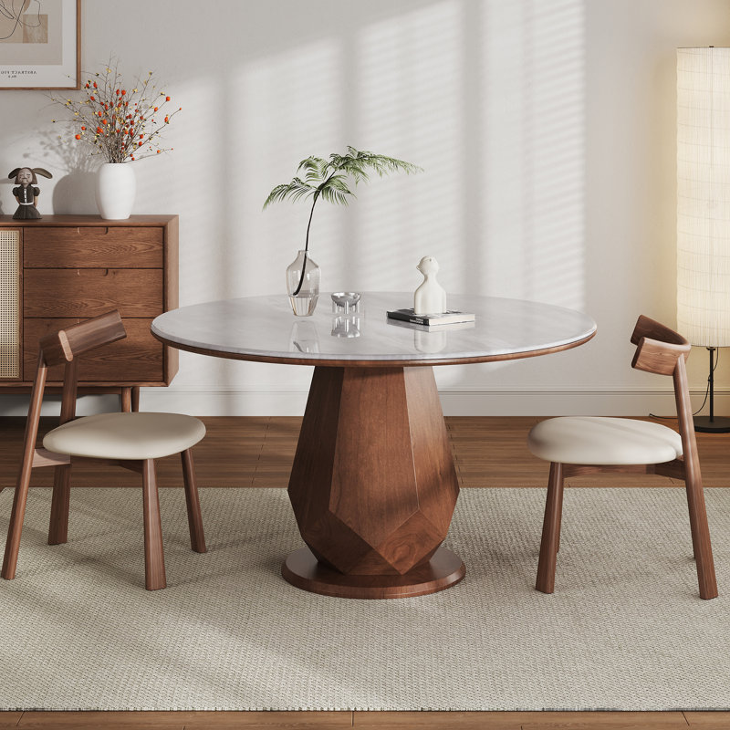 Table de salle à manger Sintered Stone pour 6 personnes avec base en bois, Gris
