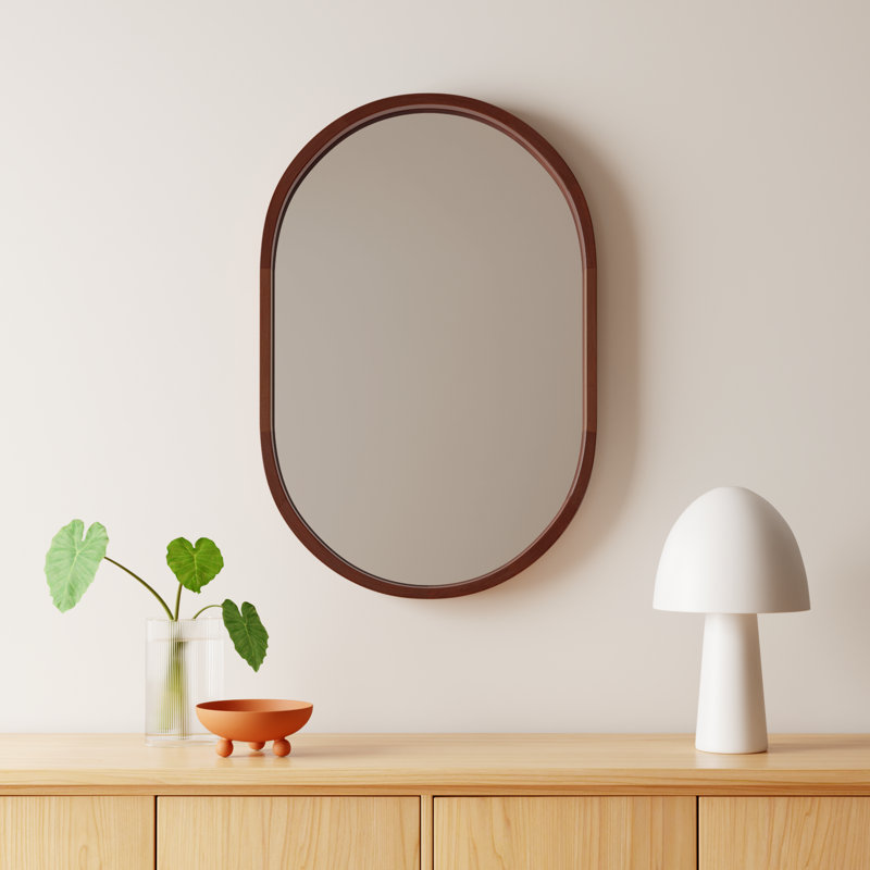 Roberts Solid Wood Flat Mirror, Walnut Brown