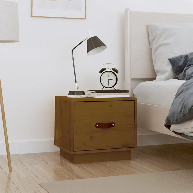 40cm W Solid Wood Bedside Table, Honey Brown, Set of 2