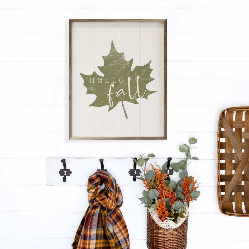 " Hello Fall Leaf White ", 40" H x 32" W
