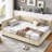 Beige Velvet Upholstered Daybed - Full Size With For A Wonderful Bedroom And Living Room Bed Furnishing-691891418