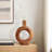 Handcrafted Mango Wood Decorative Vase With Circular Design