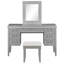 Coiffeuse avec miroir lumineux, 7 tiroirs et tabouret coussiné-129492951