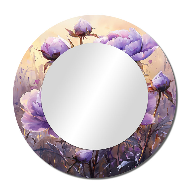 Pivoine lavande d'été - miroir mural décoratif floral - imprimé sur métal, 36 po x 36 po