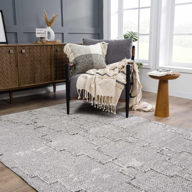 Johandry Geometric Outdoor Gray Area Rug, Rectangle 7'6" x 10'