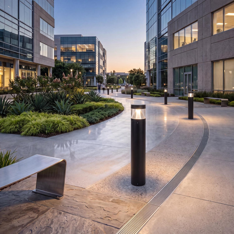 Flat Cone Outdoor Bollard Head, Black