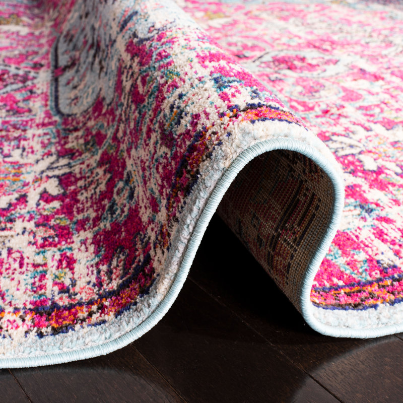 Tapis fuchsia / bleu sarcelle Felty, Rond 5 pi