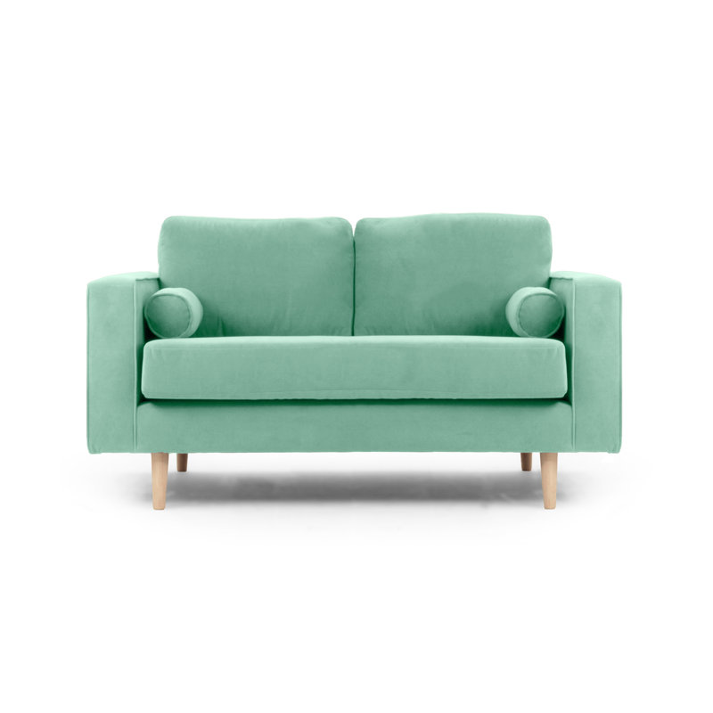 Boubacar 2 Seater Velvet Sofa, Dark Green, Brown