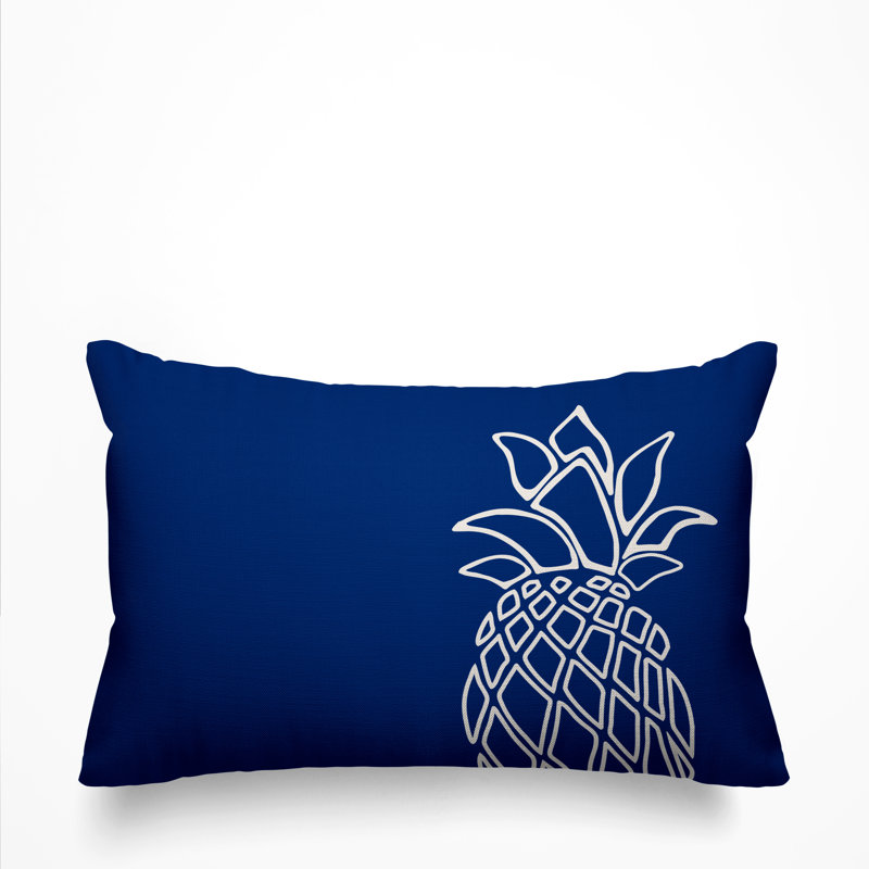 Calico Pine Apple Outdoor Rectangular Pillow Cover & Insert, Navy