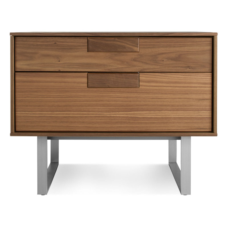 Series 11 2 - Drawer Nightstand, Silver/Walnut