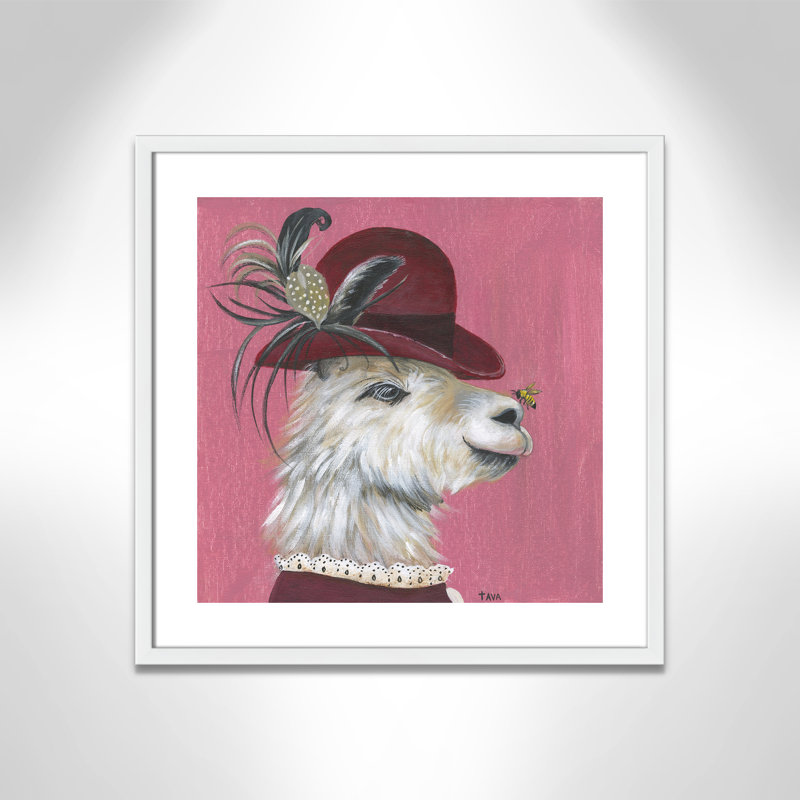 Art sur toile llama, H 23,5 po x l 23,5 po x P 1,18 po, Cadre blanc