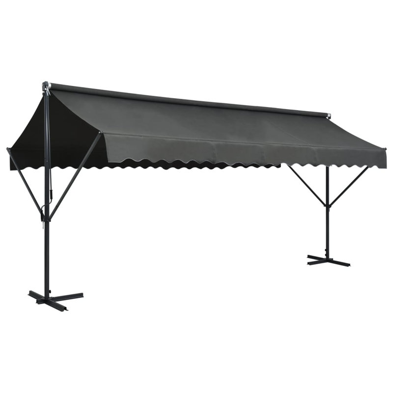 Dakota Fields 500cm W x 300cm D Glass Anthracite Cover Retractable Freestanding Awning