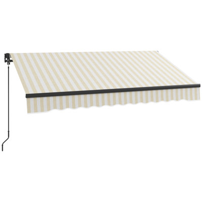 Auvent de terrasse rétractable 8 pi x 6,5 pi. Parasol manuel. Structure en tube d'acier et d'aluminium de 280 g / m². Pour patio, balcon, cour. Beige Résiste à la décoloration, à l'eau. Auvent réglable de 45 à 85 ° inclinable de 6,5 pi.