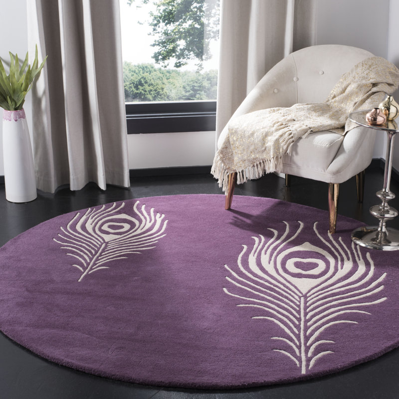 Tapis mauve touffeté à la main Nonia, Rond 4 pi