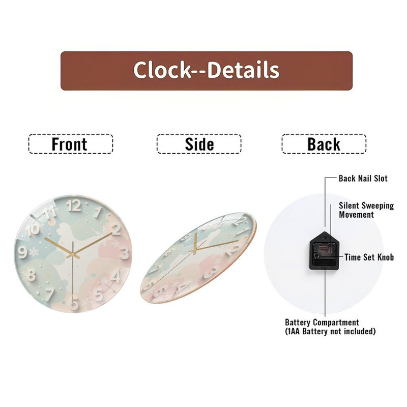Horloge murale en verre 12 po