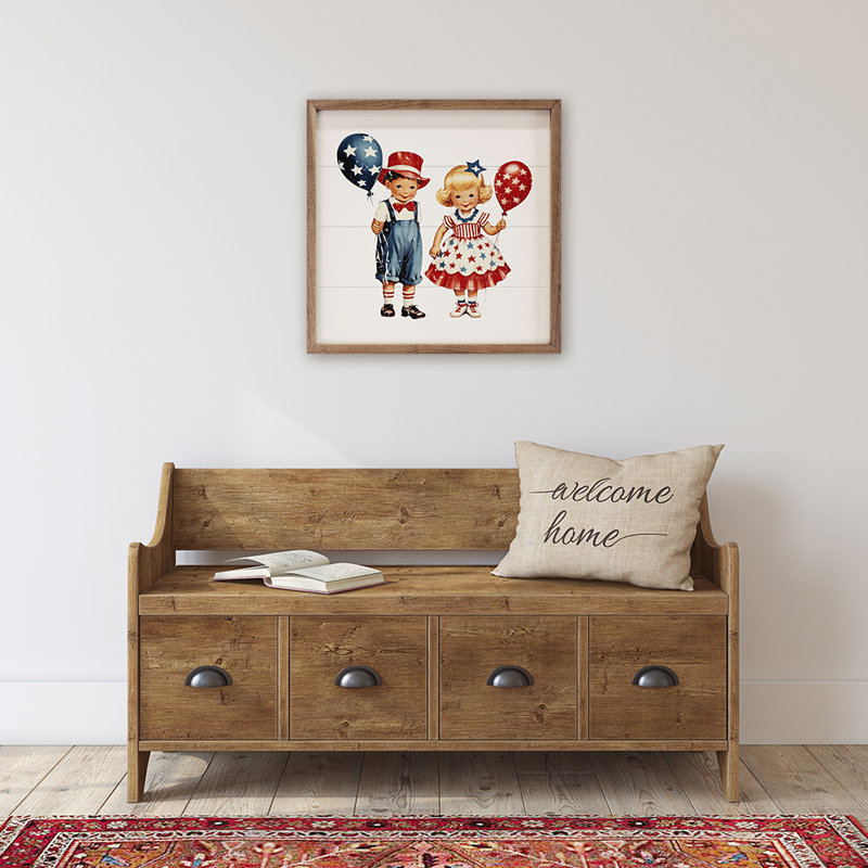 Vintage rétro du 4 juillet, enfants, H 16 po x l 16 po